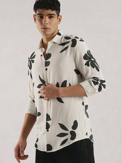 Viscose Slim Fit Shirt White/Black