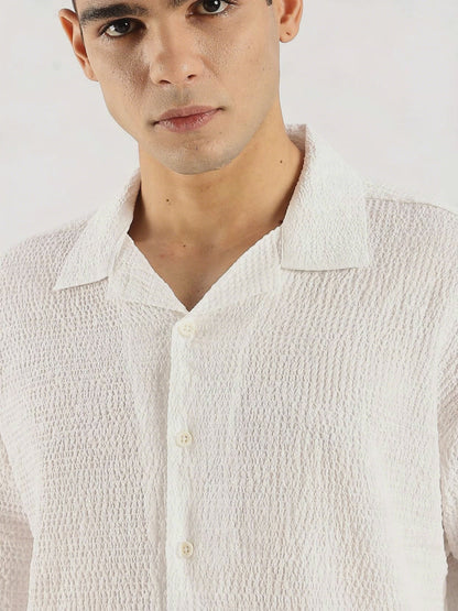 Textured Oversized Shirt White