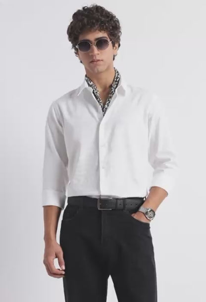 Classic Dobby Solid Shirt White