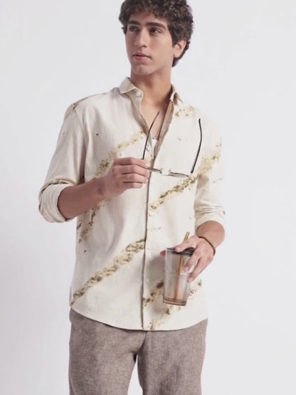 Modern Day Print Shirt Khaki