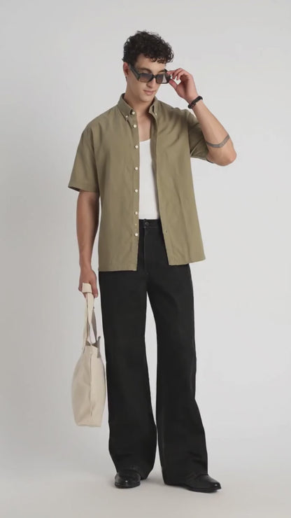 Breathable Cotton Linen Shirt Olive