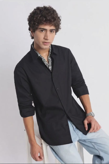 Classic Dobby Solid Shirt Black