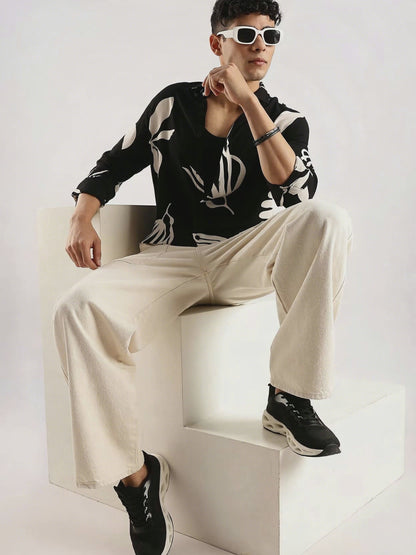 Viscose Slim Fit Shirt Beige/Black